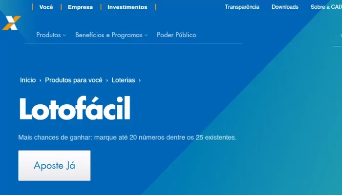 Lotofácil sorteia hoje R$ 1,7 milhões; veja onde acompanhar. Foto: Lotofácil/Reprodução