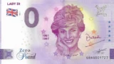 Nota de euro versão colecionador com o desenho do rosto da princesa Diana sorrindo. (Imagem: Euro Note Souvenir)