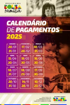 Calendário de pagamentos do Bolsa Família ao longo de 2025.