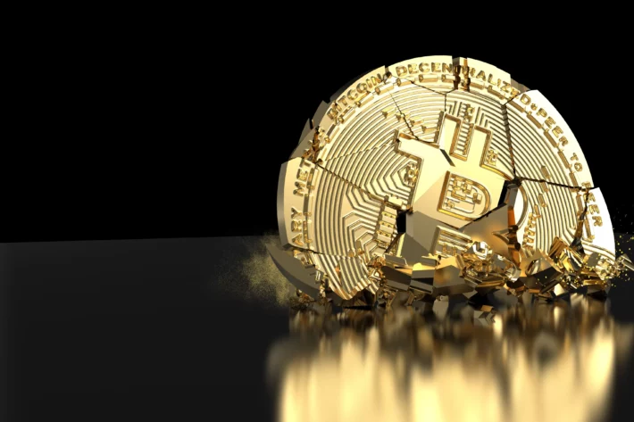 Bitcoin recua mais de 6% e atinge o menor patamar desde dezembro de 2025. Avan&ccedil;o da avers&atilde;o a risco tamb&eacute;m pressiona ethereum e ativos especulativos. (Imagem: Adobe Stock) 