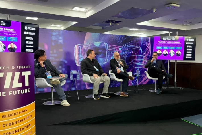 Especialistas discutem no SPIW os riscos da blockchain, stablecoins e tokeniza&ccedil;&atilde;o no sistema financeiro. Executivos defendem avan&ccedil;o regulat&oacute;rio para proteger investidores. (Foto: Isabela Ortiz)